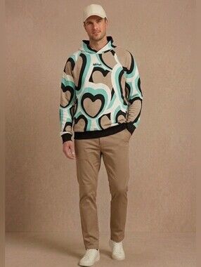 $115 AGTAWH Men's Hearts Print Hoodie